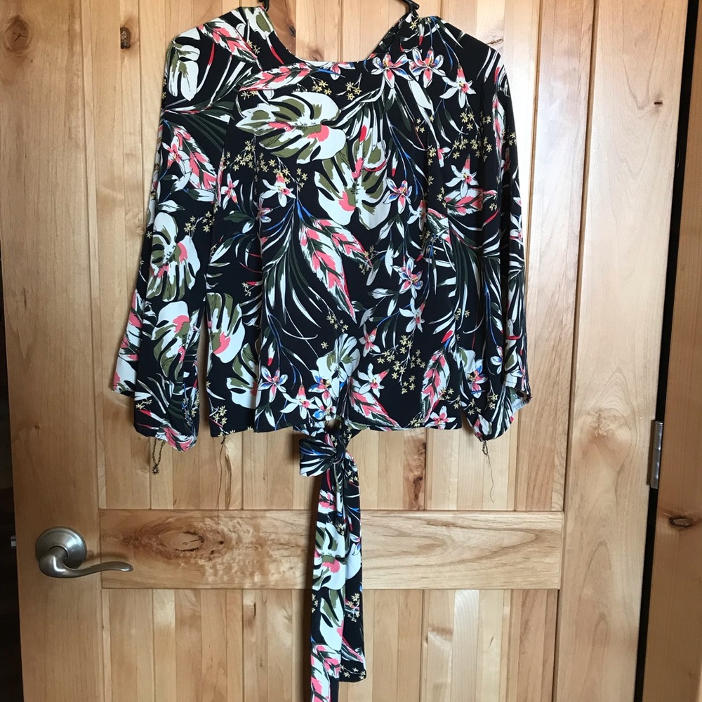 Floral chiffon tie back top